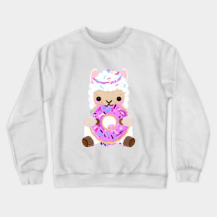 Sheep Eating a Donut, Cute Sheep, Kawaii Crewneck Sweatshirt